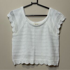Miami White Knit Scallop Crop Top